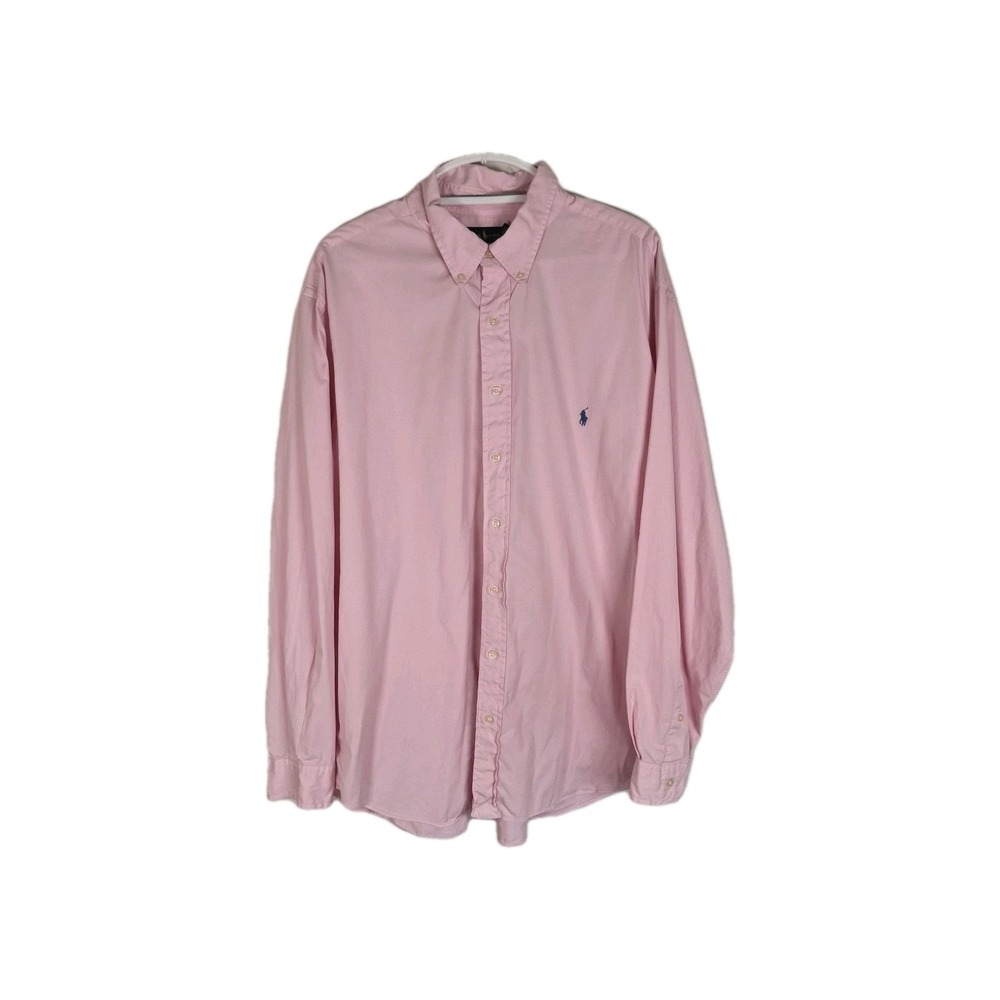 Ralph Lauren Shirt Men 2XB Big Long Sleeve Pink Button Down Feather Weight Twill